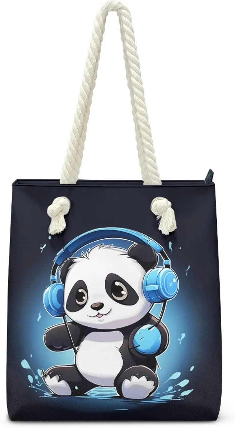 Beach Bag for Women Small Tote Bag with Zipper Lightweight Beach Tote Reusable Grocery Bags