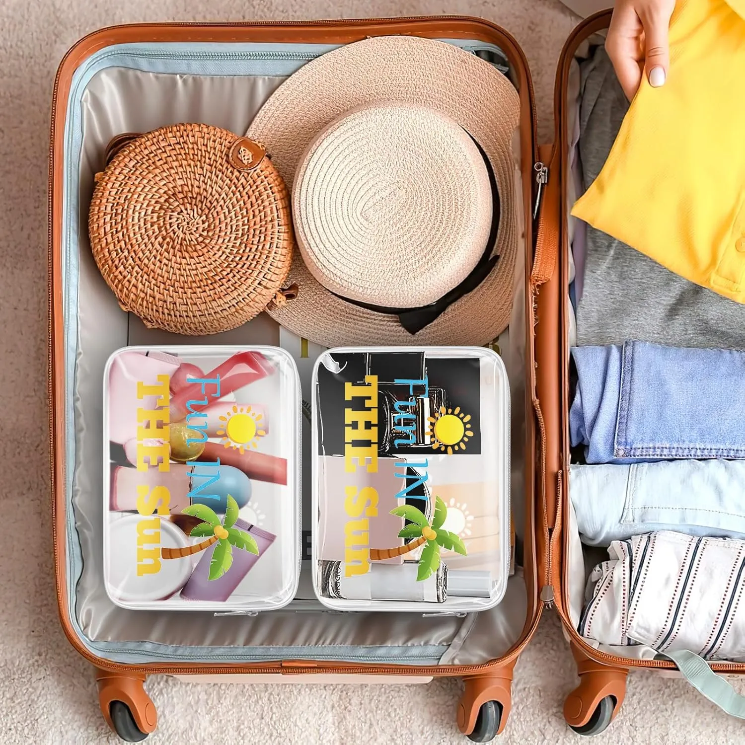 Beach Themed Makeup Bag Beach Vacation Travel Essentials Family Summer Gifts for Adults Clear Cosmetic Travel Bag Organizer Sun Lover Gifts Birthday Gifts for Beach Lover Girls Beach Trip Gifts