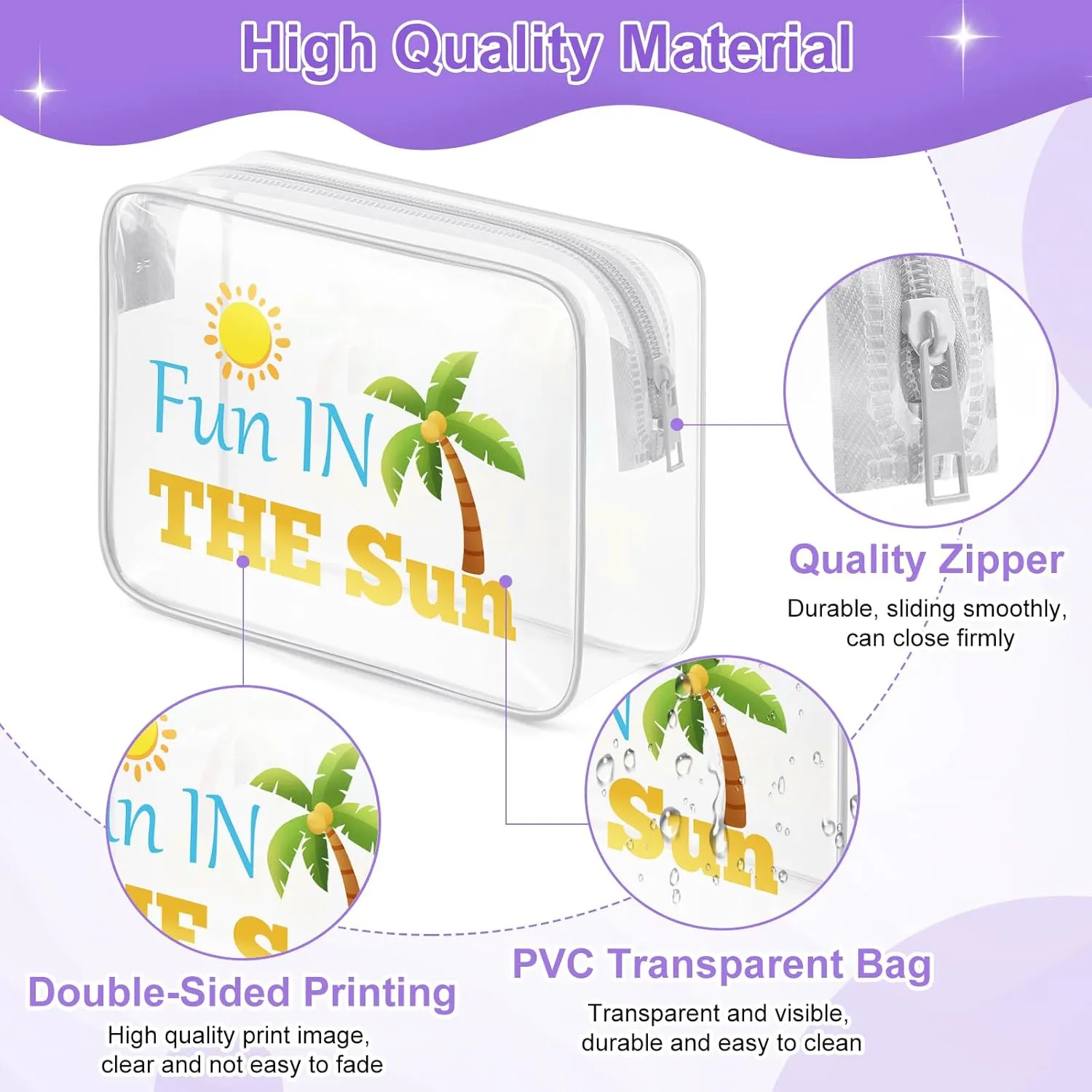 Beach Themed Makeup Bag Beach Vacation Travel Essentials Family Summer Gifts for Adults Clear Cosmetic Travel Bag Organizer Sun Lover Gifts Birthday Gifts for Beach Lover Girls Beach Trip Gifts