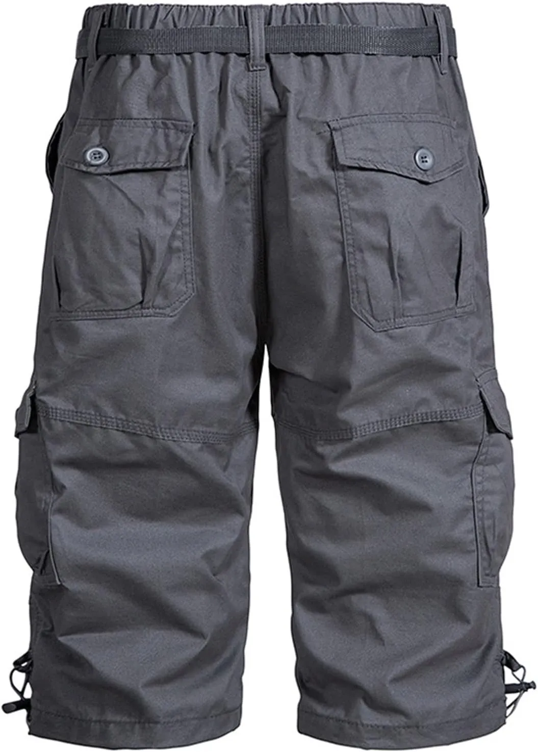 Below The Knee Shorts for Men Belted Classic Fit Multi Pockets Long Cargo Shorts for Men Casual Hiking Shorts