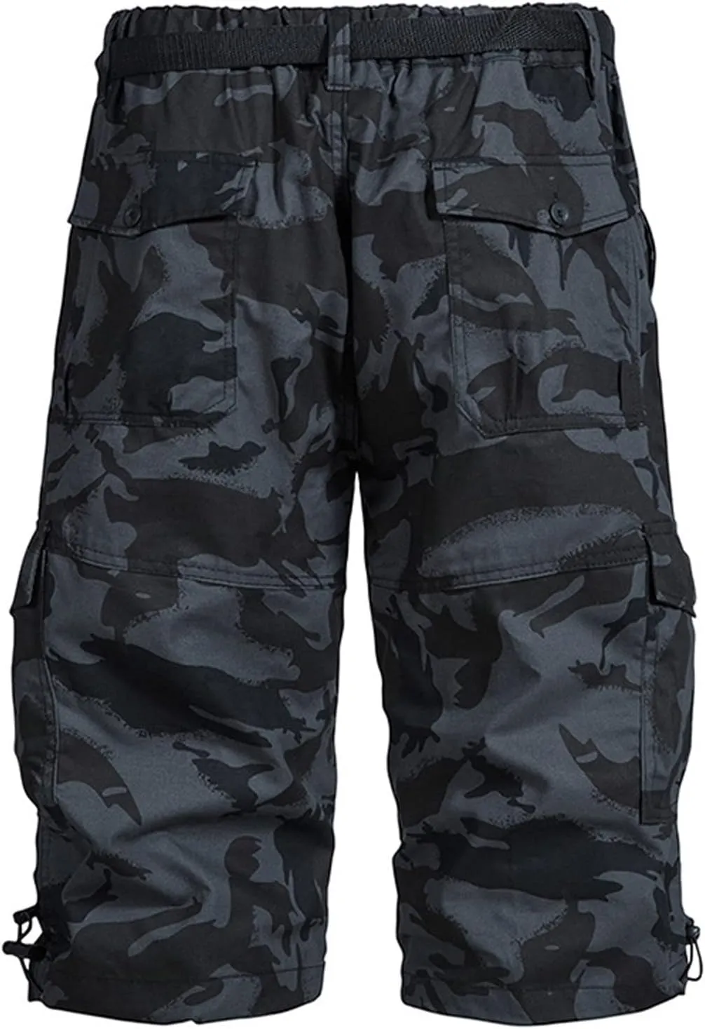 Below The Knee Shorts for Men Belted Classic Fit Multi Pockets Long Cargo Shorts for Men Casual Hiking Shorts