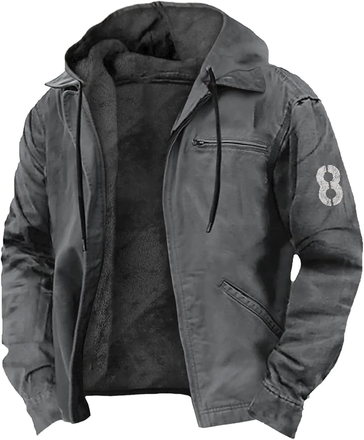 Big And Tall Winter Sherpa Lined Jacket: Jackets For Men Hoodie Mens Heavyweight Fleece Warm Trucker Hoodies Coat