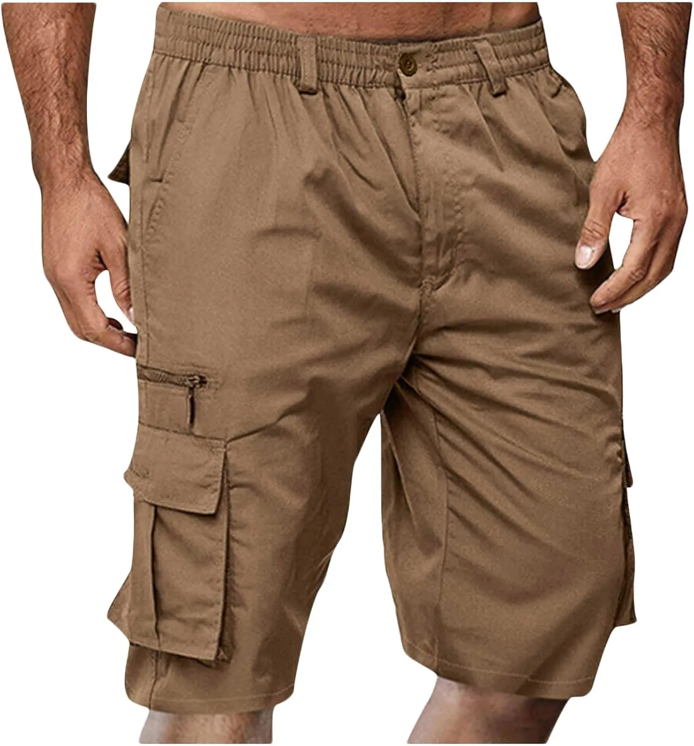 Binmer Summer Casual Cargo Shorts Mens 2024 Lightweight Multi Pocket Workout Athletic Shorts Elestic Waisted Beach Shorts