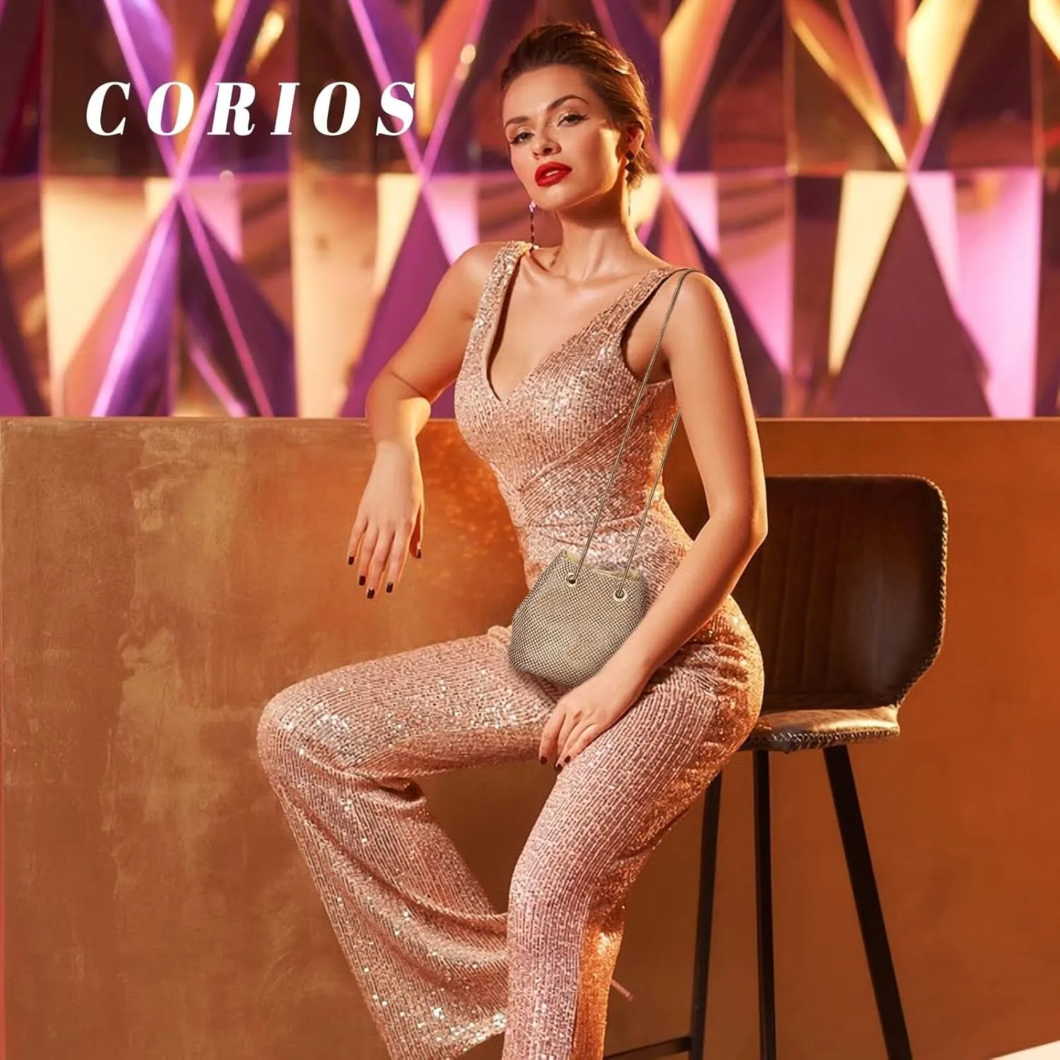 Bling Wedding Shoulder Crossbody Banquet Rhinestone Evening for Women Crystal Bucket Purse Handbag