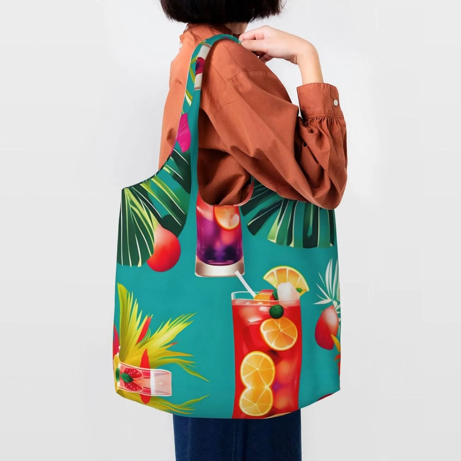 Bloom Sunflower Canvas Aesthetic Tote Bag for Women Beach Bag Shopping Bags Shoulder Bag Reusable Grocery Bags