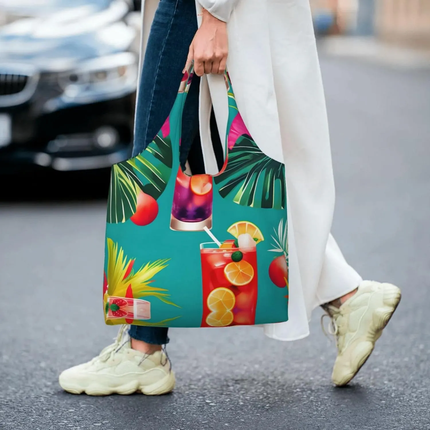 Bloom Sunflower Canvas Aesthetic Tote Bag for Women Beach Bag Shopping Bags Shoulder Bag Reusable Grocery Bags