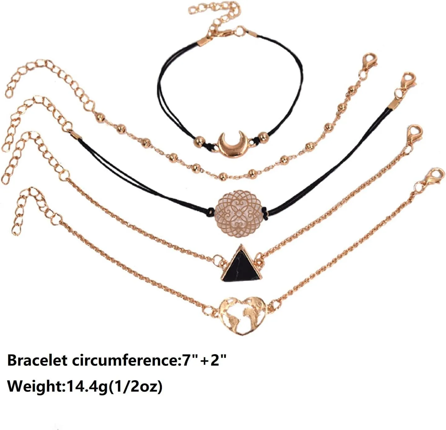 Bracelets for Women Dainty Gold Chain Bracelets Set for Women Girls 14K Gold Plated Bracelet Stackable Adjustable Paperclip Chain Bracelets Trendy Layered Link Bracelets Layered Beaded Bracelet (A)