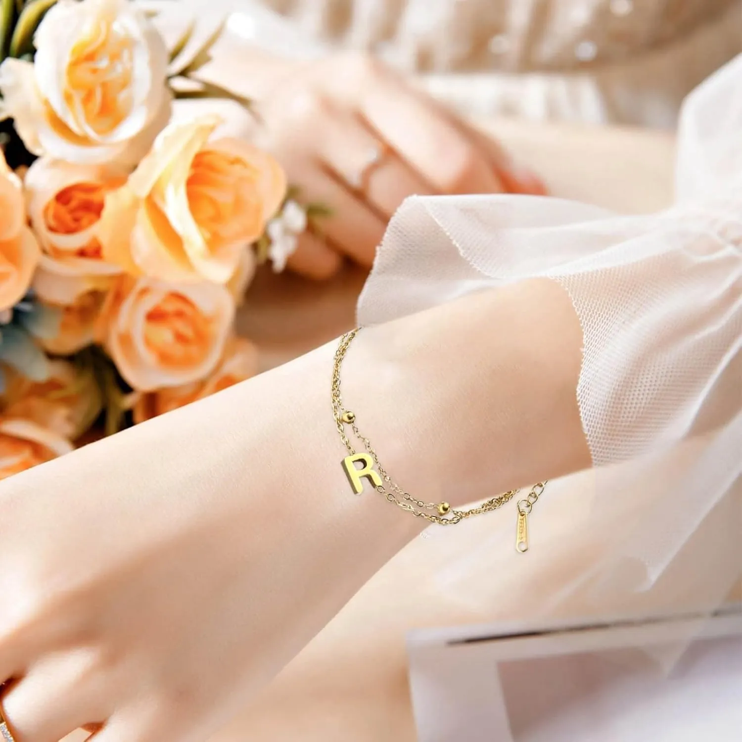 Bracelets For Women,Gold Plated Bracelet Bracelet Letters Layered Bracelets Custom Permanent Bracelet Trendy Bracelets For Women 2024
