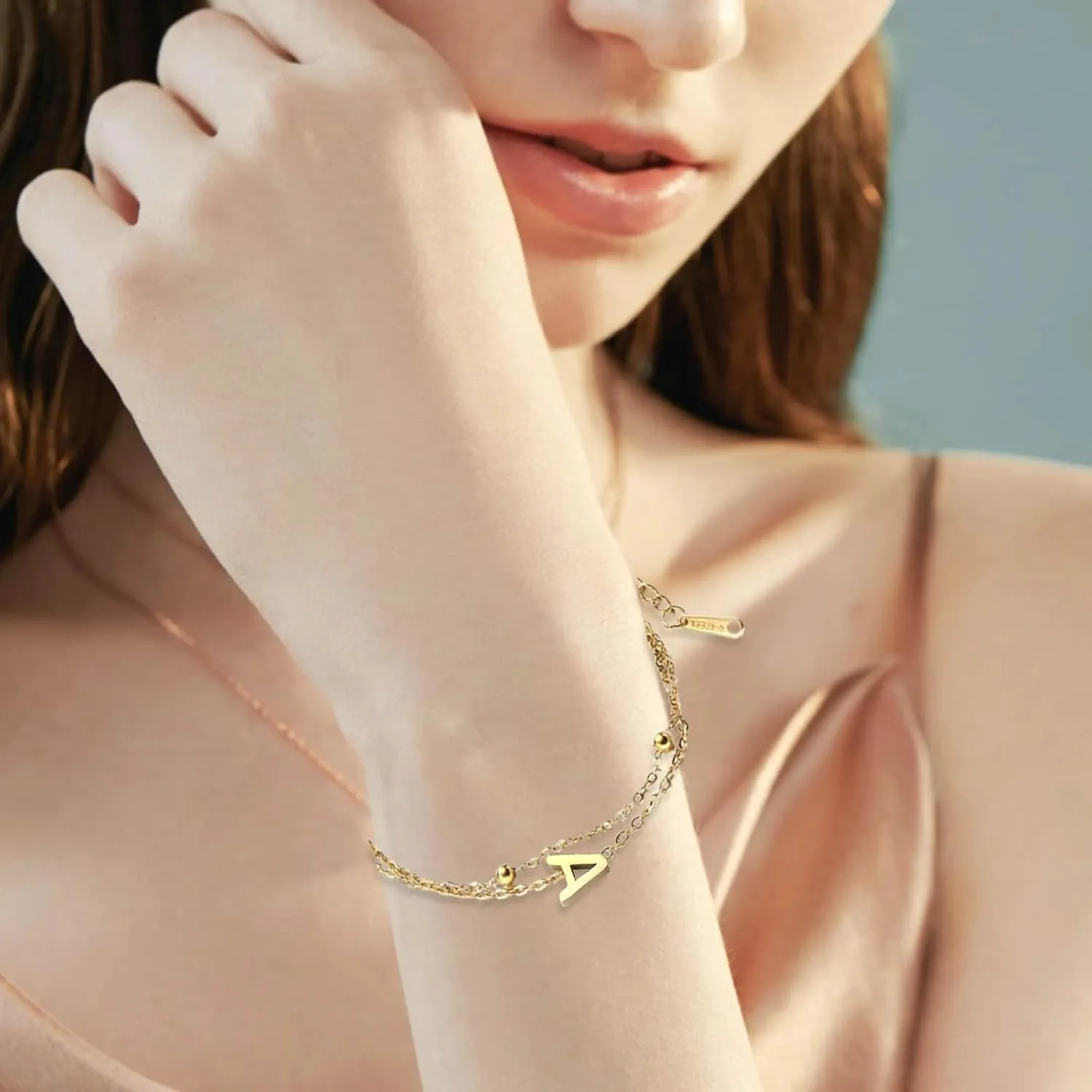 Bracelets For Women,Gold Plated Bracelet Bracelet Letters Layered Bracelets Custom Permanent Bracelet Trendy Bracelets For Women 2024