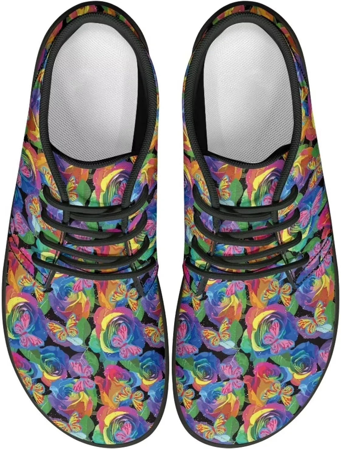 Breathable Low-Top Shoes Man Woman Elastic Anti-Skid Barefoot Sneakers Fashion Minimalist Skate Shoes for Hiking Size 5-14 Black Sole