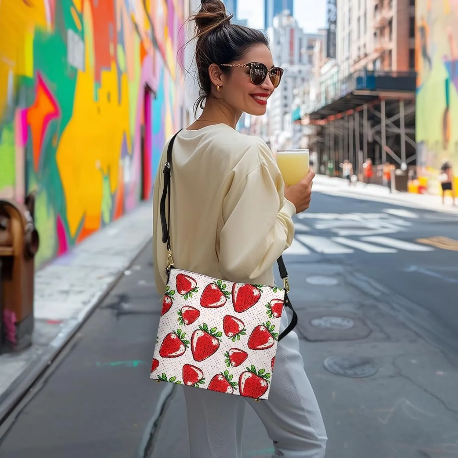 Bucket Bag Vegan Leather Shoulder Purses for Women, Fox Print Tote Shoulder Bags Zipper Crossbody Bag