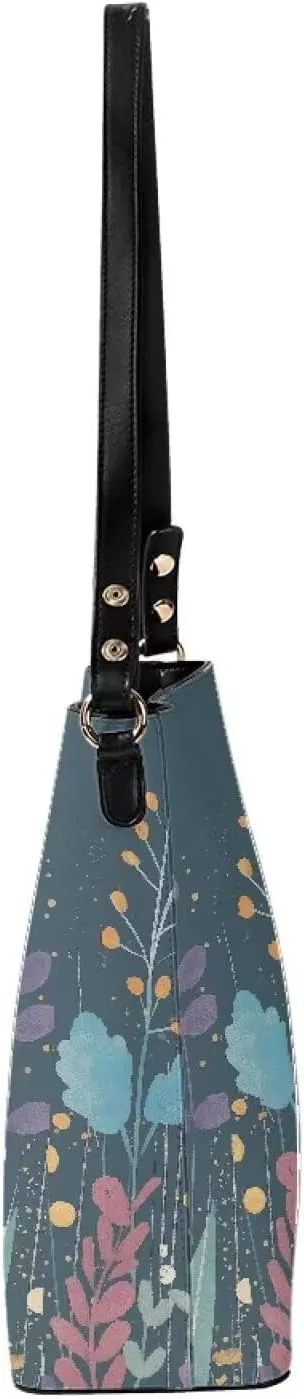Bucket Bag Vegan Leather Shoulder Purses for Women, Fox Print Tote Shoulder Bags Zipper Crossbody Bag