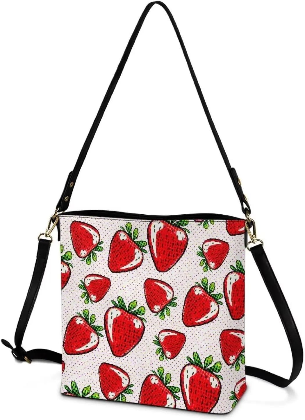 Bucket Bag Vegan Leather Shoulder Purses for Women, Fox Print Tote Shoulder Bags Zipper Crossbody Bag