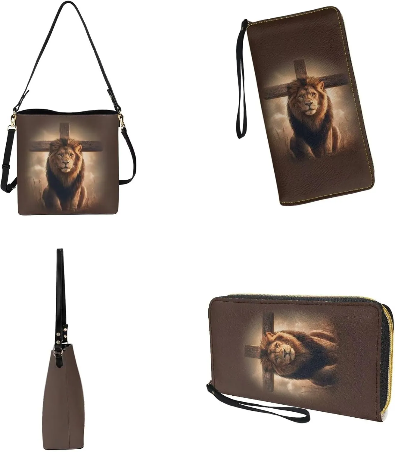 Bucket Tote Bag with Wallet Set for Women, Crossbody Leather Bucket Bags Wallet Set with Removable Strap