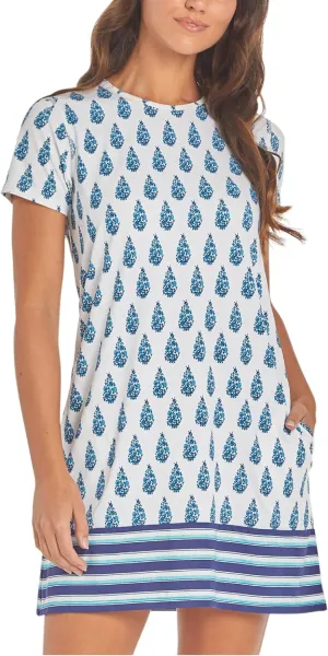 Cabana Life Women's Short Sleeve Shift Dress, UPF 50 , Sun Protective Cover-Up, Nylon/Spandex