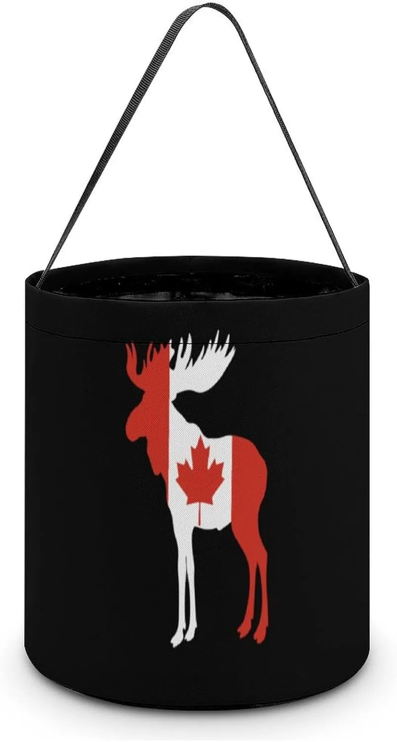 Canada Flag Moose Funny Easter Egg Bags Trick-o-r-Treat Tote Bag Reusable Bucket Storage Basket Handbag Party Novelty