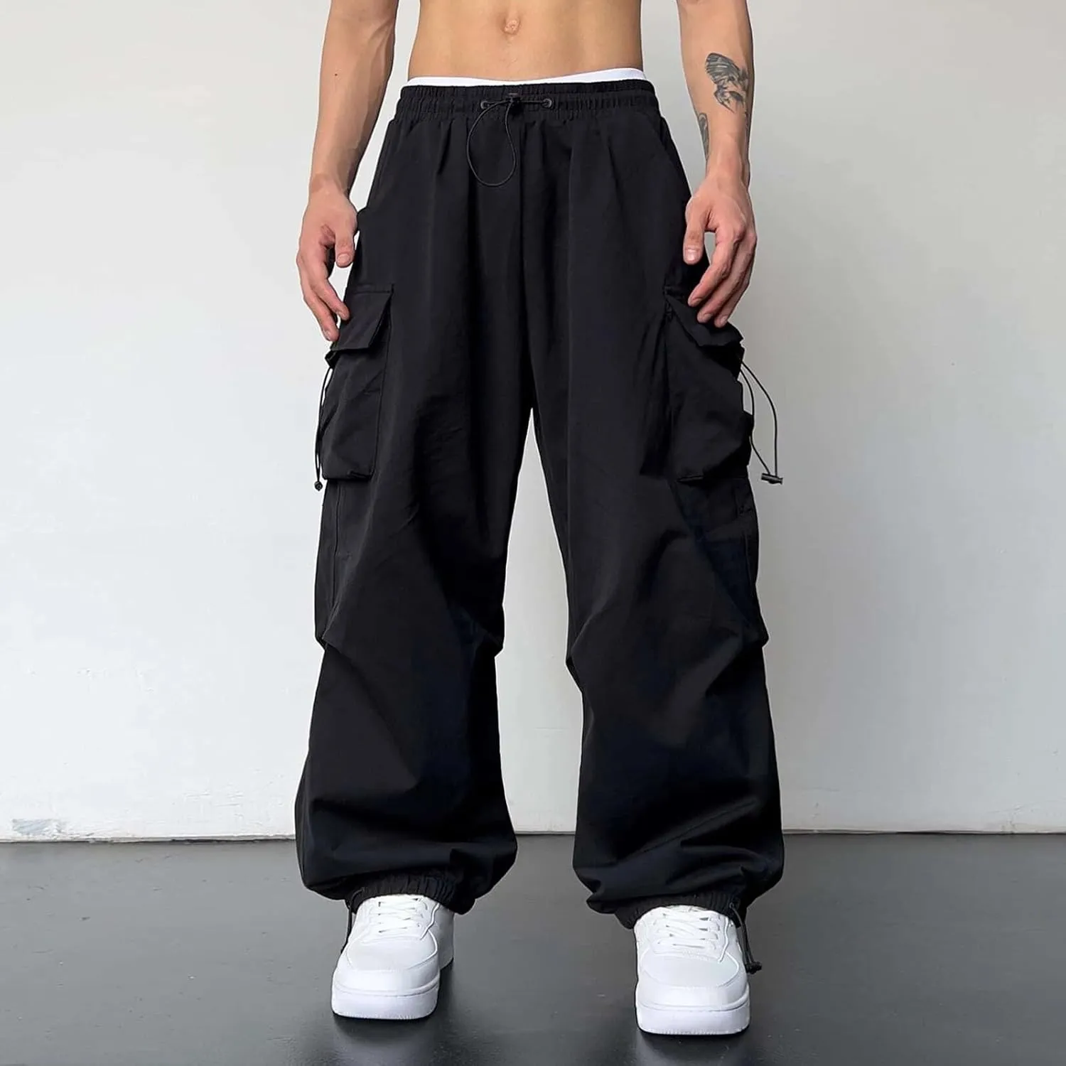 Cargo Pant for Men Casual Work Pant Elastic Waist Cotton Stretchy Track Pants with Pockets