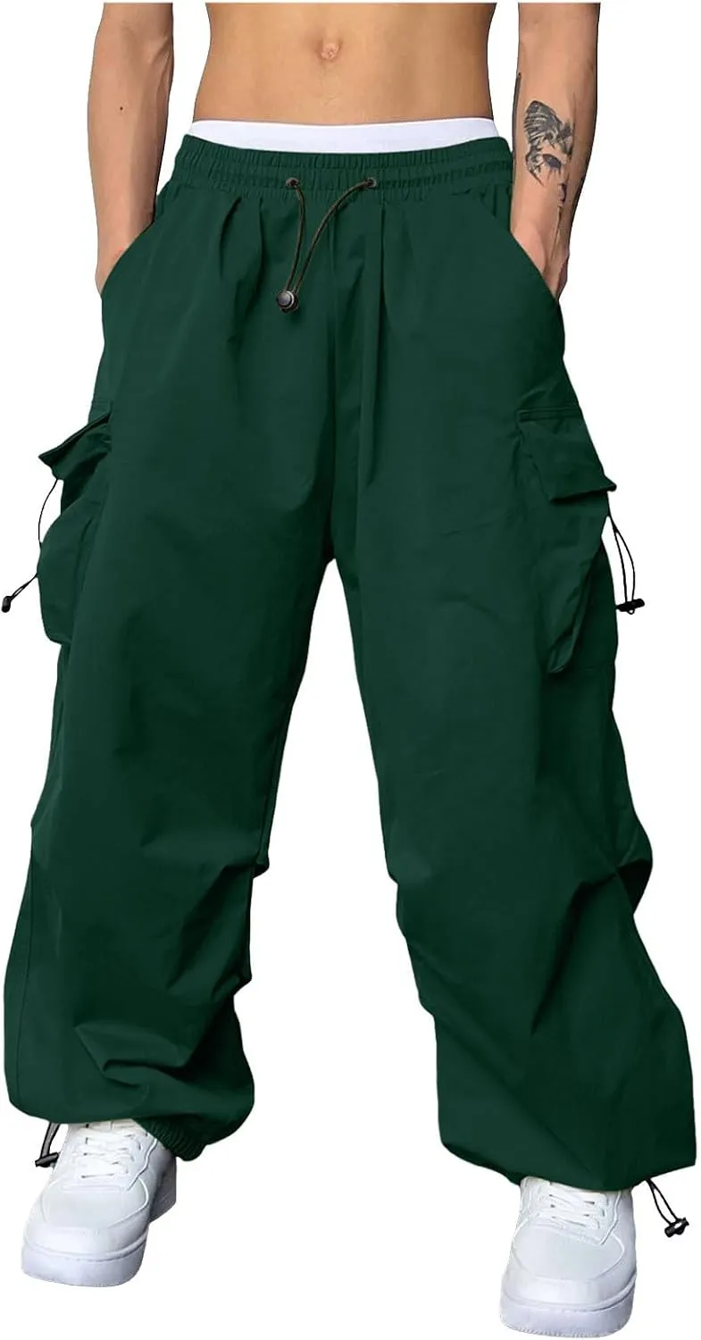 Cargo Pant for Men Elastic Waist Drawstring Men Work Pant with Pockets Casual Wide Leg Cargo Joggers
