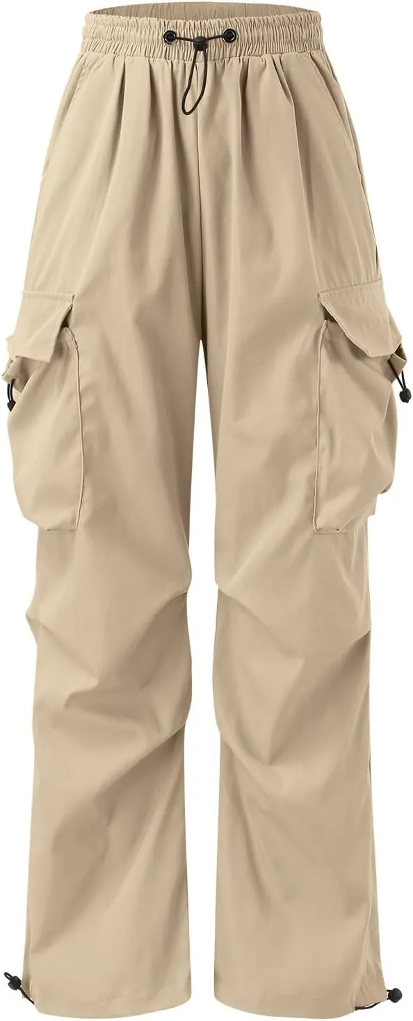 Cargo Pant for Men Elastic Waist Drawstring Men Work Pant with Pockets Casual Wide Leg Cargo Joggers