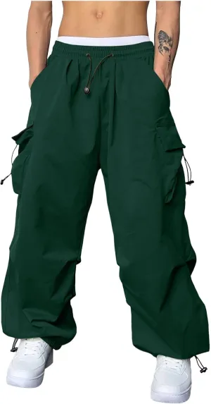 Cargo Pant for Men Elastic Waist Drawstring Men Work Pant with Pockets Casual Wide Leg Cargo Joggers