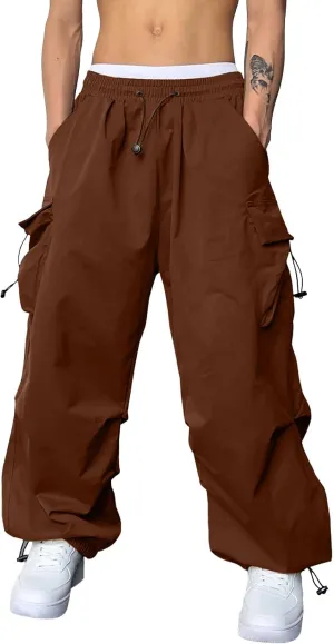 Cargo Pant for Men Elastic Waist Drawstring Men Work Pant with Pockets Casual Wide Leg Cargo Joggers