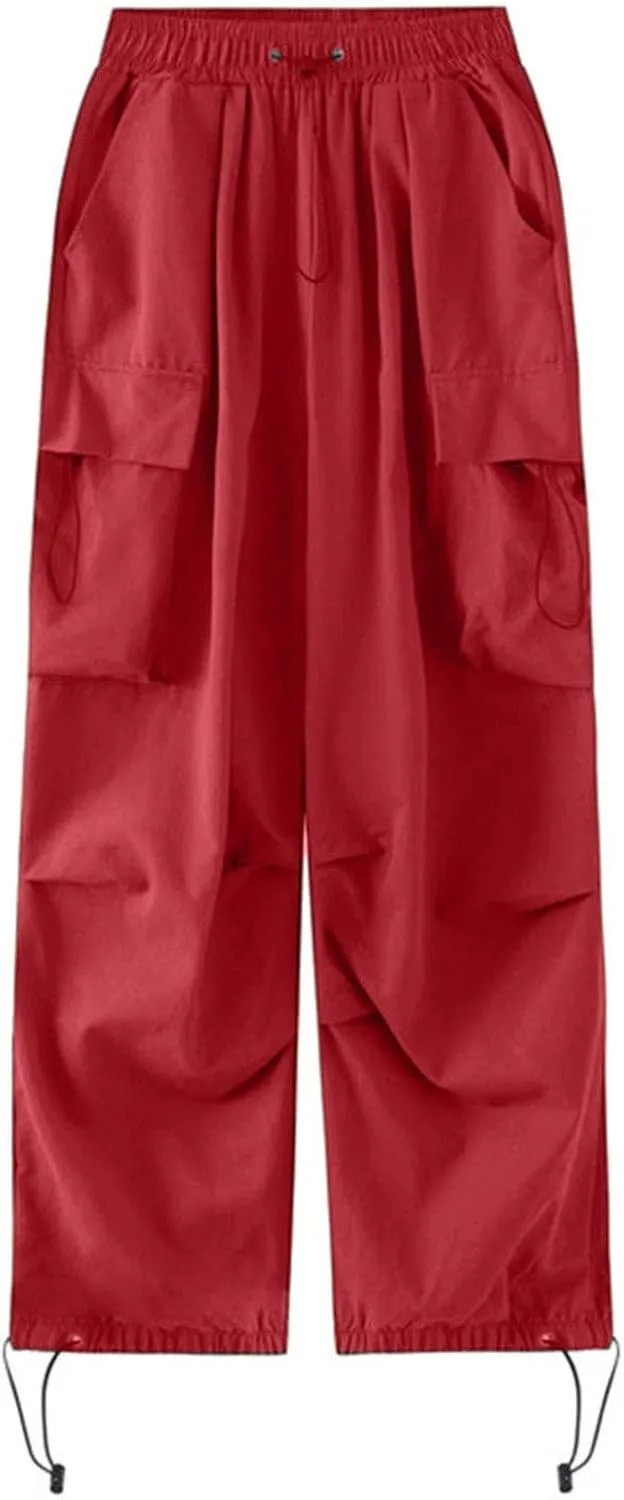 Cargo Pants for Women High Waisted Casual Parachute Pants Baggy Stretchy Wide Leg Y2K Streetwear with Mutil Pockets