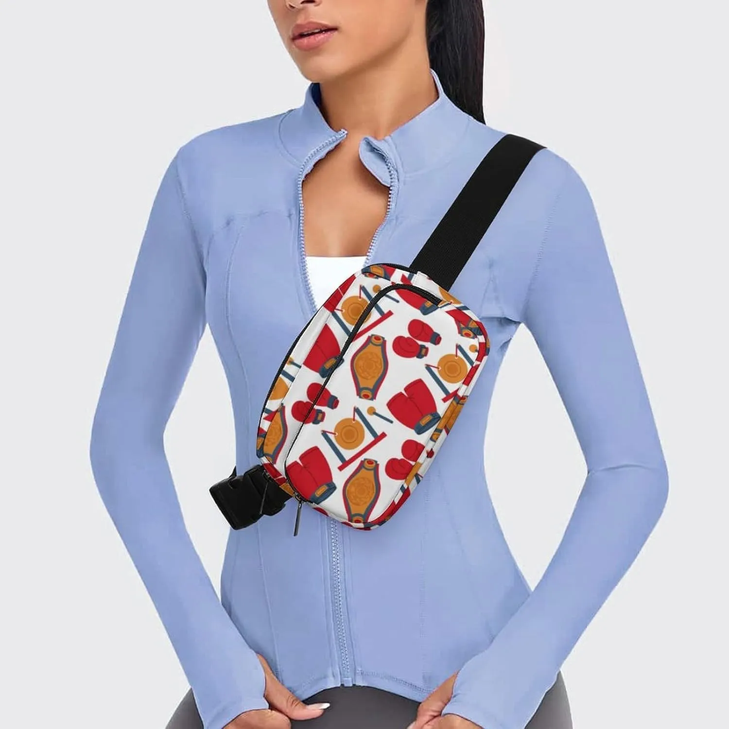 Cartoon Boxing Gloves Belt Bag Fanny Pack for Women Men Sport Crossbody Waist Bag Pack Adjustable Casual Bag for Travel Running Workout Cycling