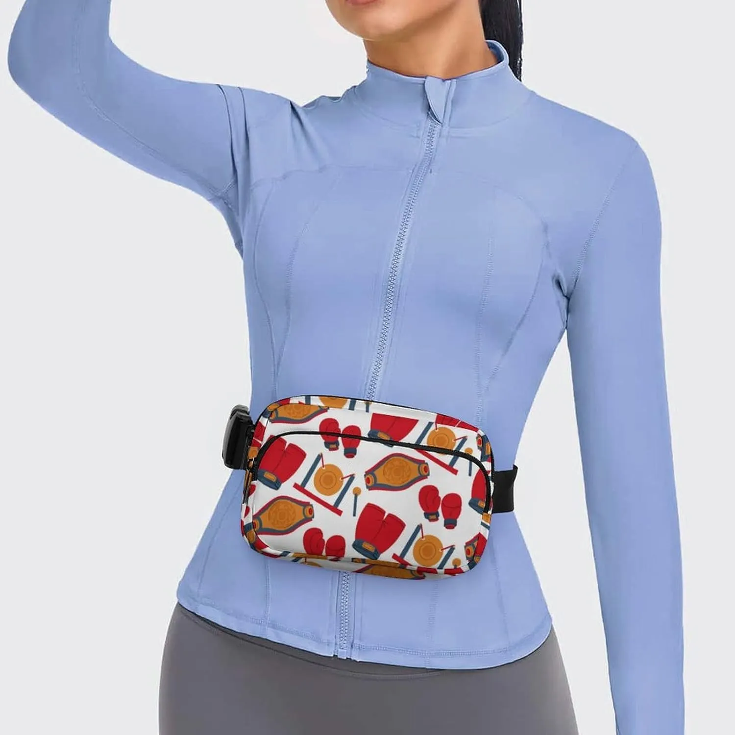 Cartoon Boxing Gloves Belt Bag Fanny Pack for Women Men Sport Crossbody Waist Bag Pack Adjustable Casual Bag for Travel Running Workout Cycling
