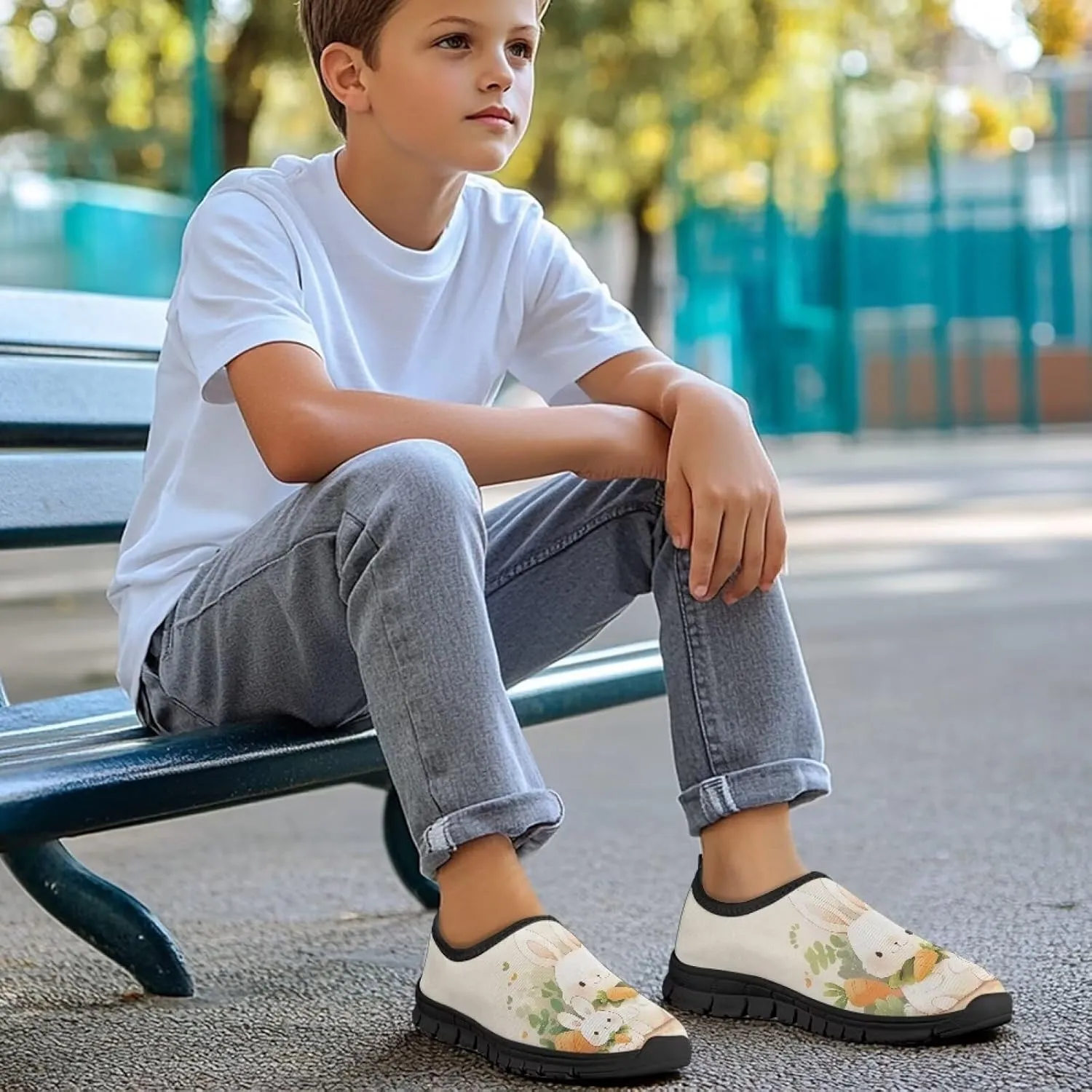 Casual Low Top Shoes Breathable Lightweight Sneakers for Boy Girl Elastic Soft EVA Non Slip Shoes for Athletic Size 11-15 Black Sole