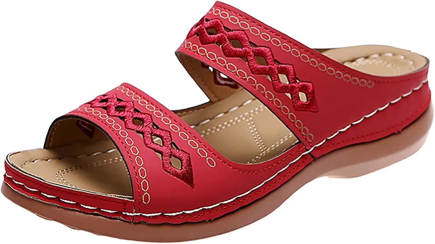 Cathalem Orthopedic Sandals for Women Summer Dressy Open Toe Ankle Strap Platform Sandals Casual Strappy Low Wedges Sandals