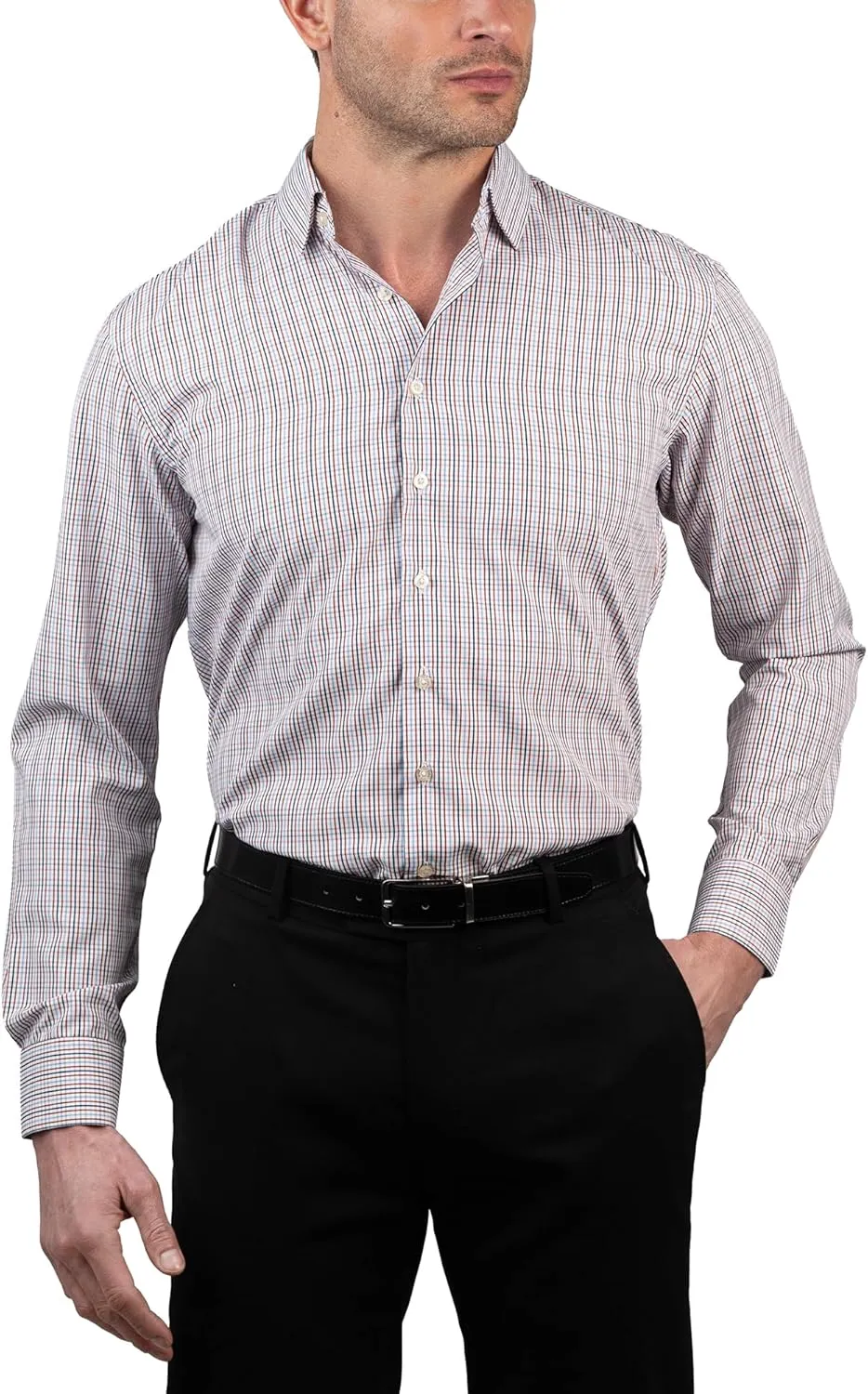 Chaps Slim Fit Long Sleeve Button Down Dress Shirts for Men - Wrinkle Free Long Sleeve Shirt Mens Formal 4-Way Stretch