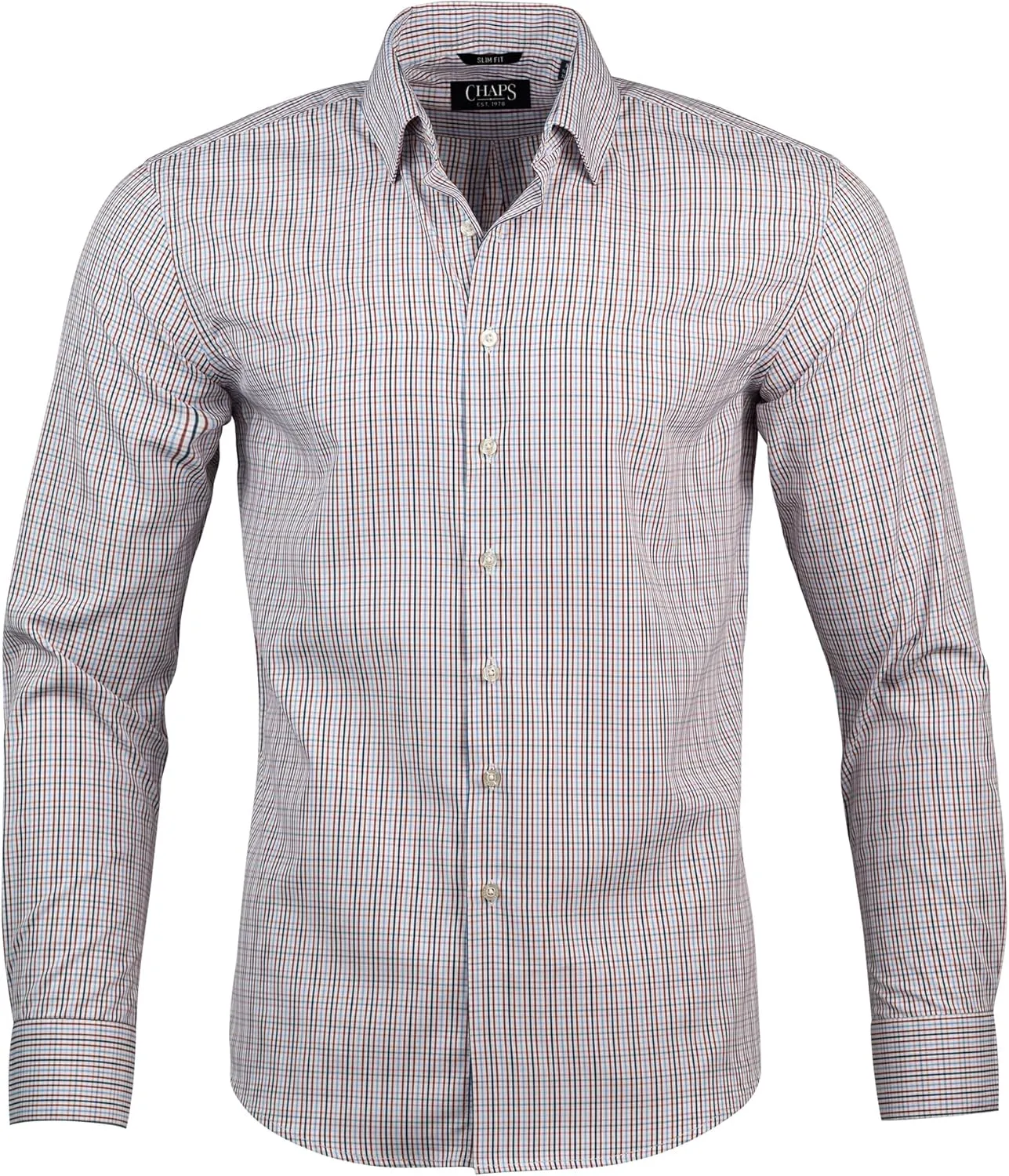 Chaps Slim Fit Long Sleeve Button Down Dress Shirts for Men - Wrinkle Free Long Sleeve Shirt Mens Formal 4-Way Stretch
