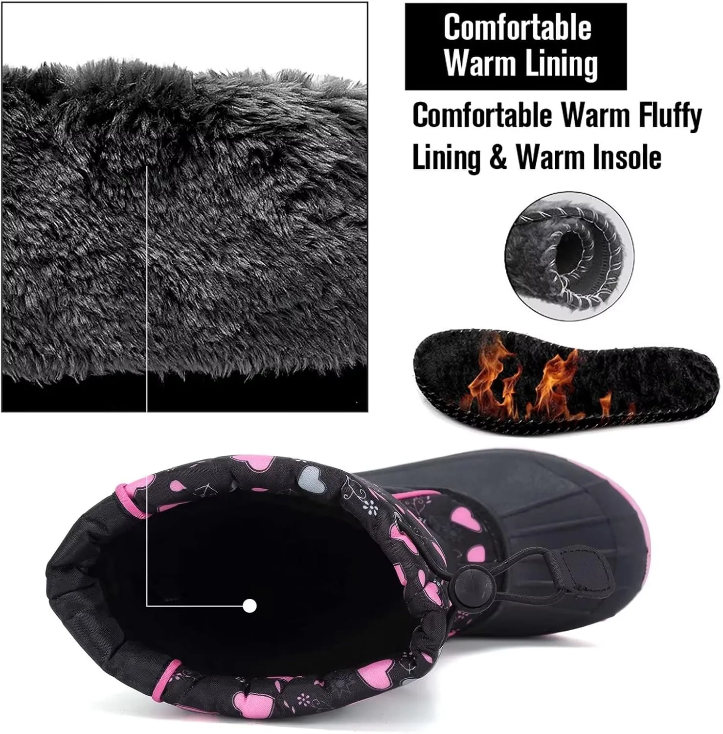 CIOR Kids Snow Boots for Boys Girls Toddler Winter Outdoor Boots Waterproof with Fur Lined(Toddler/Little Kids/Big Kid)