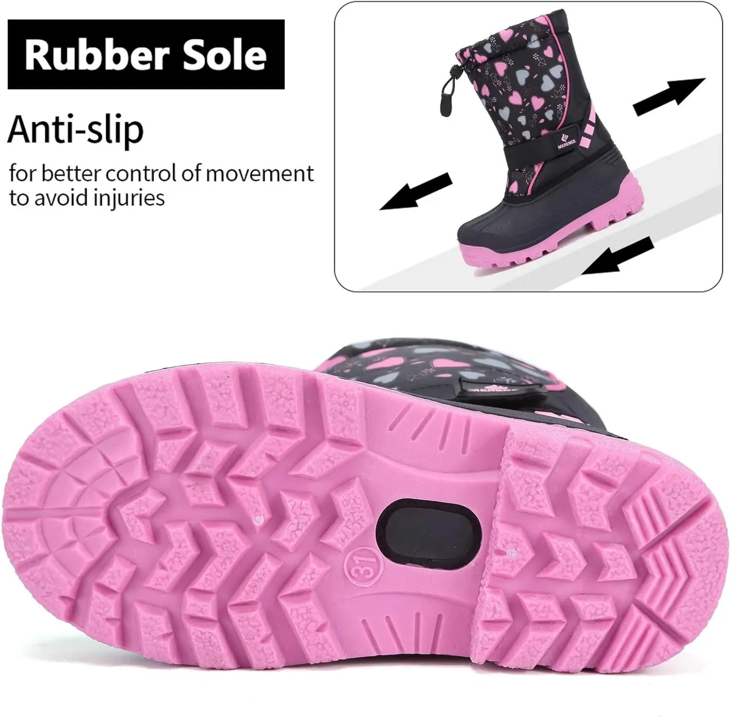 CIOR Kids Snow Boots for Boys Girls Toddler Winter Outdoor Boots Waterproof with Fur Lined(Toddler/Little Kids/Big Kid)