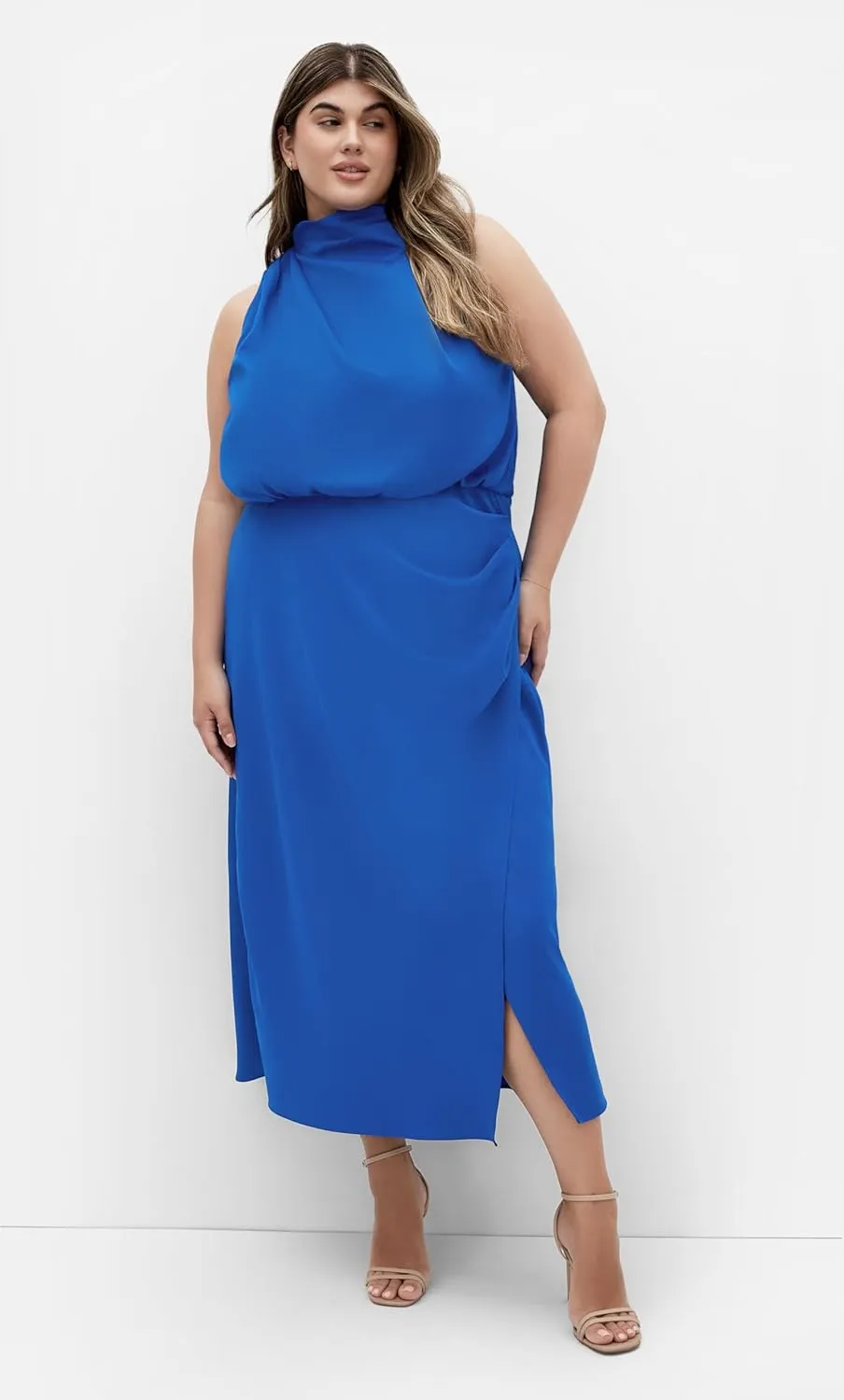 City Chic Women's Plus Size Dress-Limelight Halter Midi