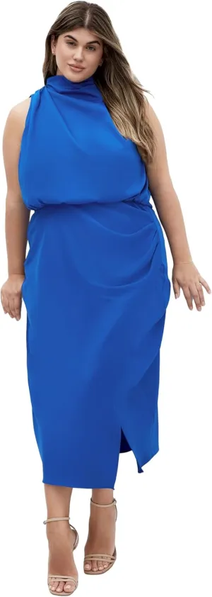 City Chic Women's Plus Size Dress-Limelight Halter Midi