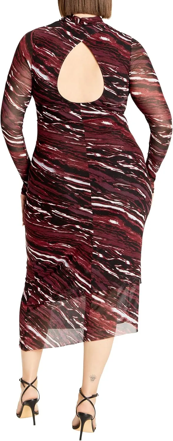 CITY CHIC Women's Plus Size Dress Mesh Miranda PRT