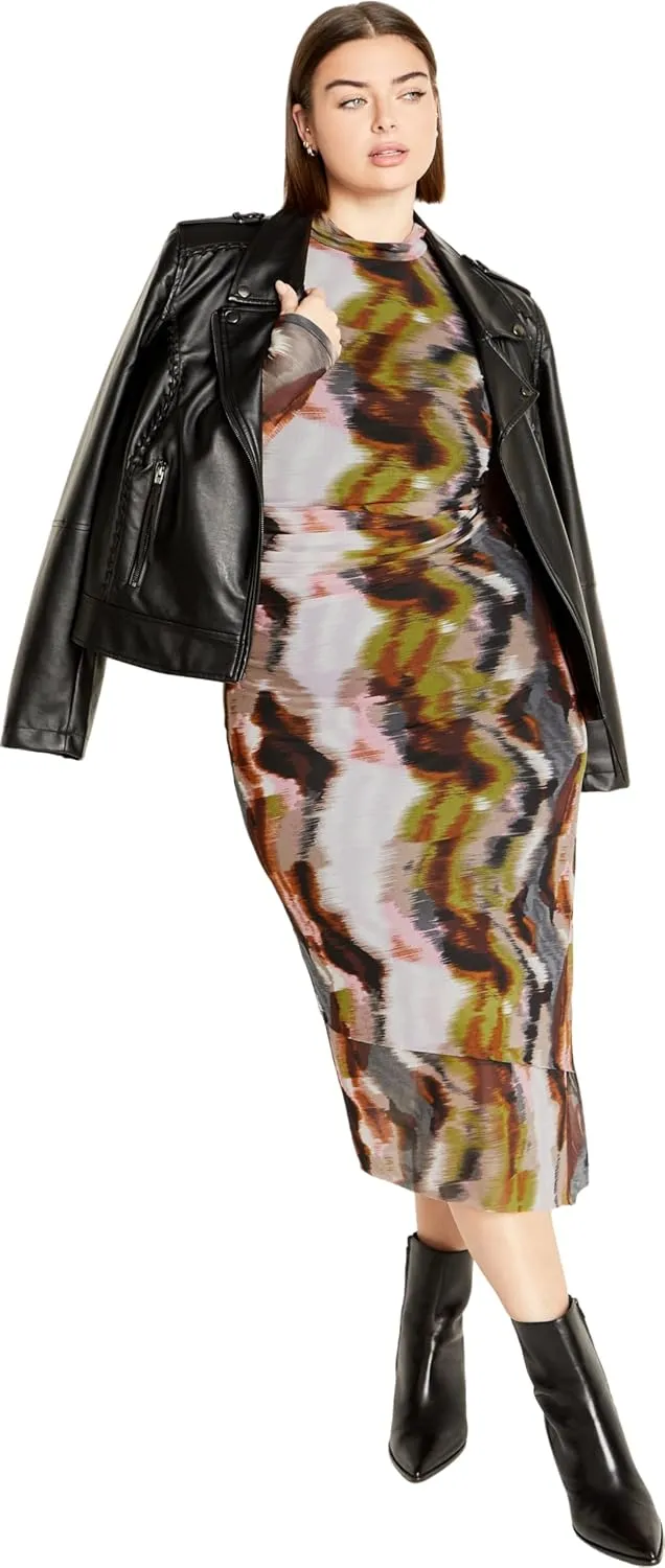 CITY CHIC Women's Plus Size Dress Mesh Miranda PRT