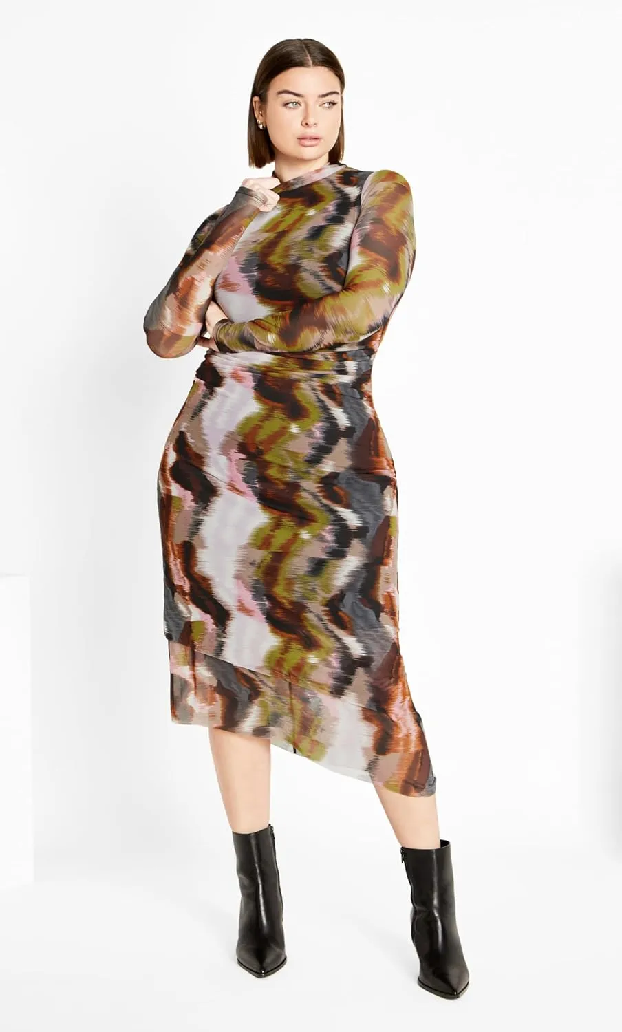 CITY CHIC Women's Plus Size Dress Mesh Miranda PRT