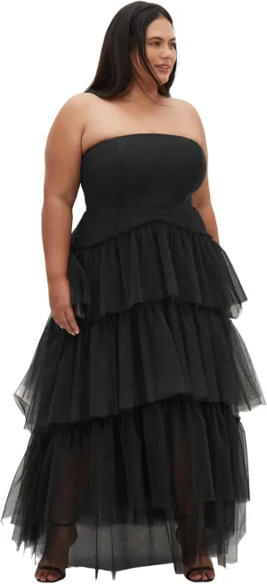 City Chic Women's Plus Size Tulle Sweetheart Maxi Dress