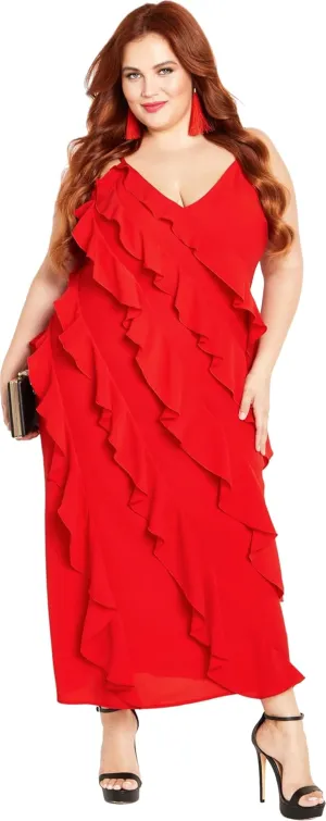 City Chic Women's Plus Size Waverly Dress, Fiery Red