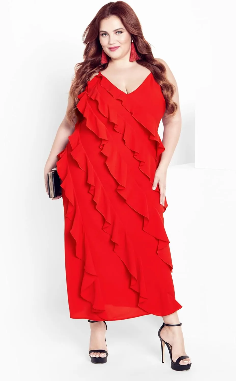 City Chic Women's Plus Size Waverly Dress, Fiery Red