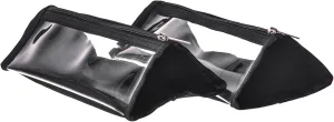 Clear Toiletry Shaving Bag 2 Pack Black Transparent Vinyl Brush Bag See Multi-Functional Travel Storage Bags for Business Trips and Daily Use Lightweight Foldable Travel Packing Organizer