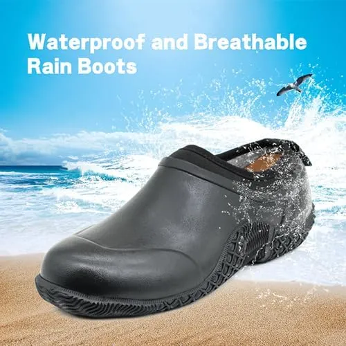 CNSBOR Men's Waterproof Garden Shoes, Ankle Shoes, Outdoor Boots, Rain Boots Men, Work Shoes for Gardening Camping and Yard Work, Breathable