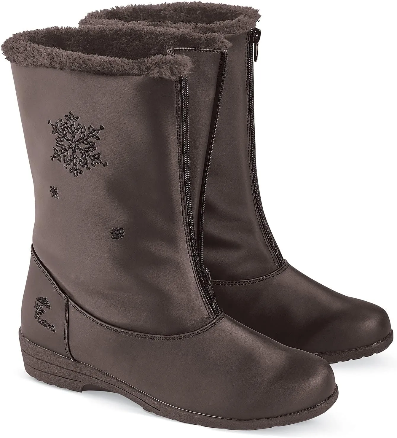 Collections Etc Totes Snowflake Wide Width Winter Boots with Zip Front