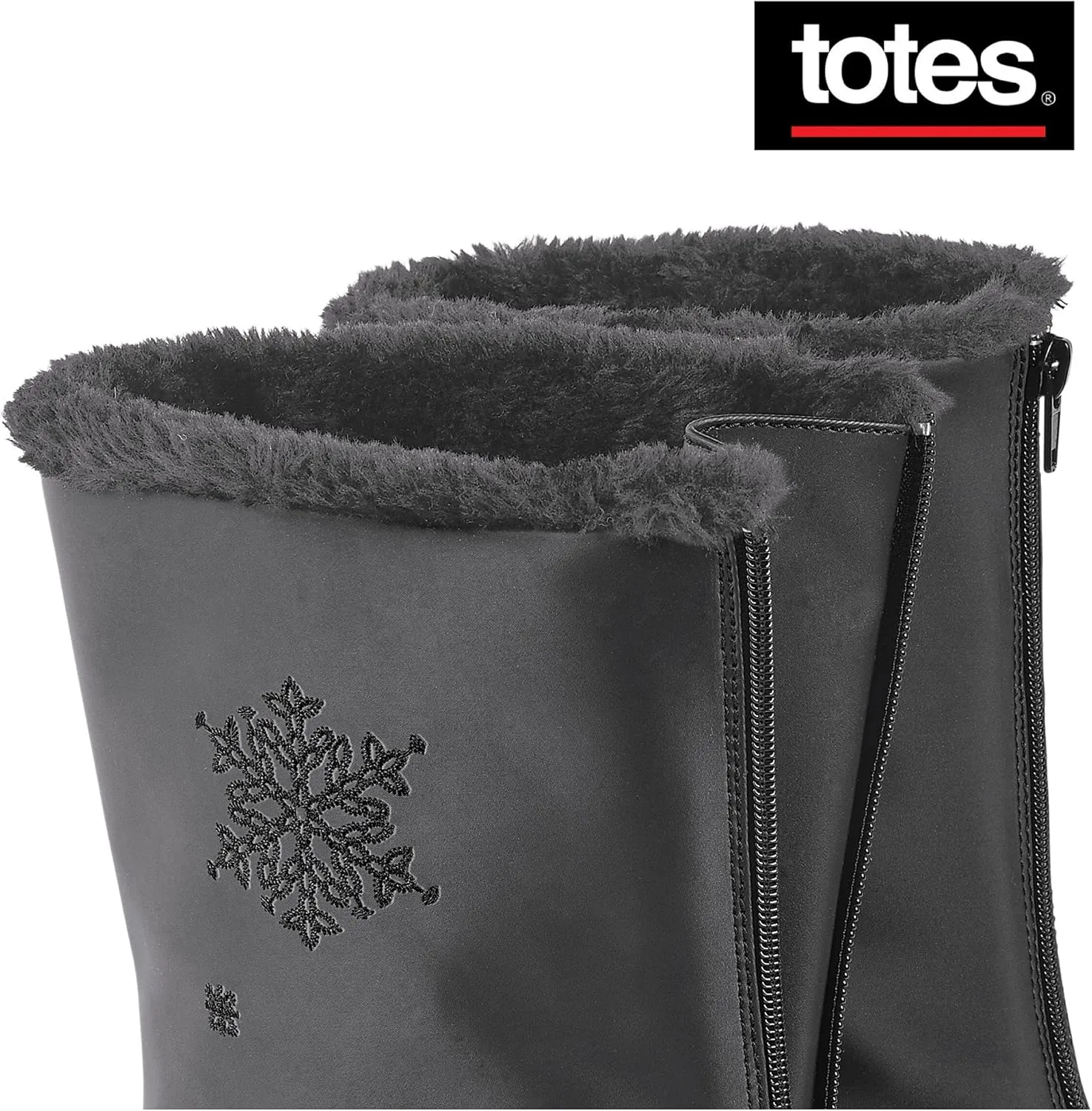 Collections Etc Totes Snowflake Wide Width Winter Boots with Zip Front