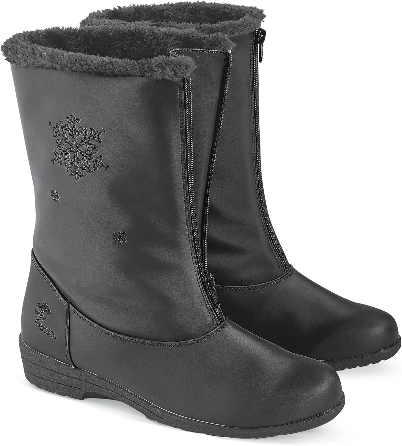 Collections Etc Totes Snowflake Wide Width Winter Boots with Zip Front