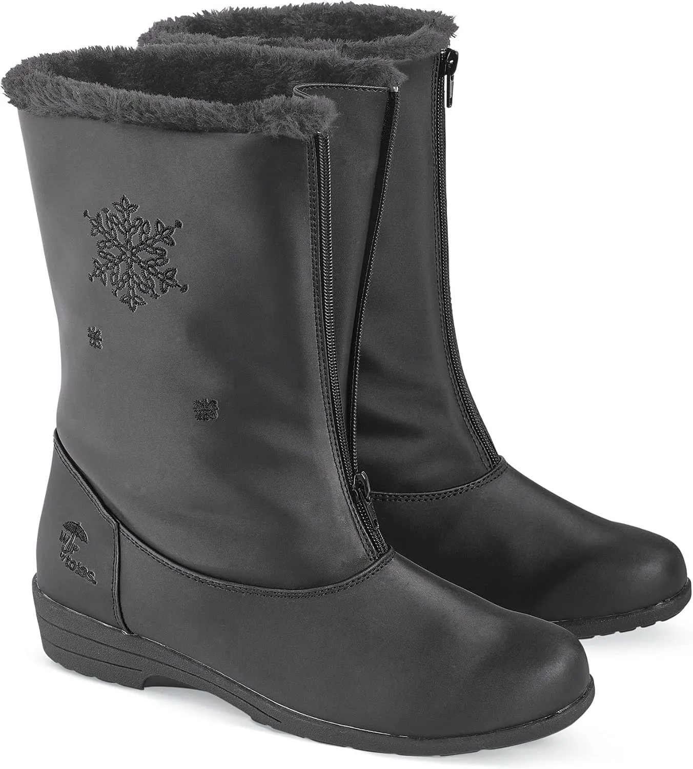 Collections Etc Totes Snowflake Wide Width Winter Boots with Zip Front