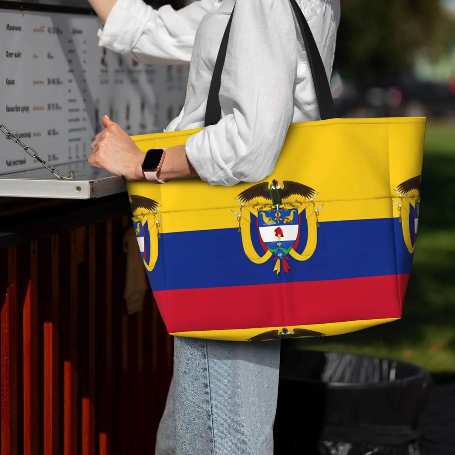 Colombia American Flag Women Large Beach Bag Travel Weekender Foldable Tote Bag for Pool Beach Vacation Gym