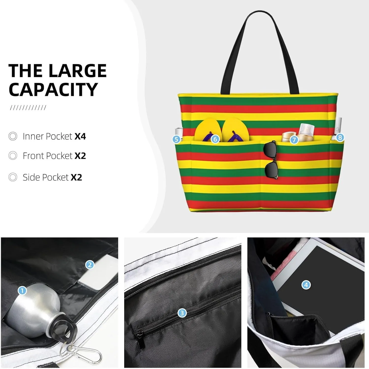 Colombia American Flag Women Large Beach Bag Travel Weekender Foldable Tote Bag for Pool Beach Vacation Gym